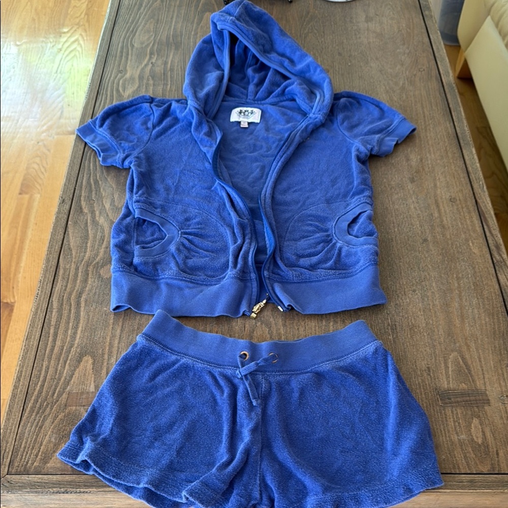 Juicy Couture Blue Swim Coverup with Hooded Top
